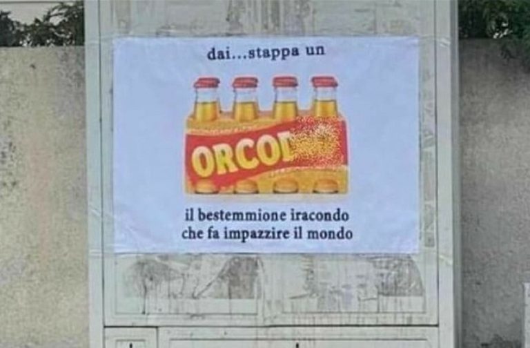 Il manifesto con la bestemmia