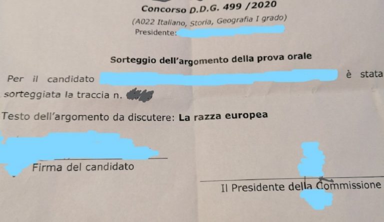 Il frontespizio illustrativo della traccia "razzista"