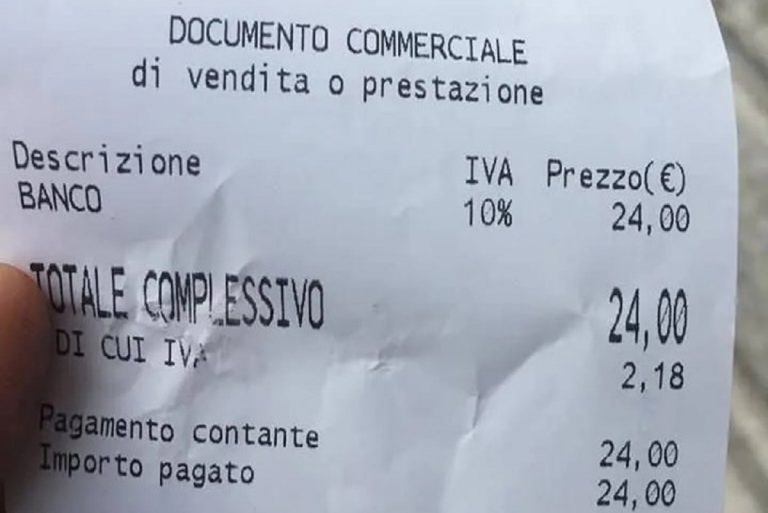 Lo scontrino con l'importo da infarto