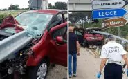 Lecce auto trapassa guardrail