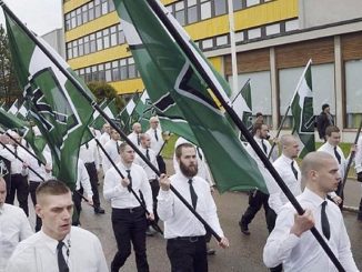 Una parata del Nordic Resistance Movement svedese
