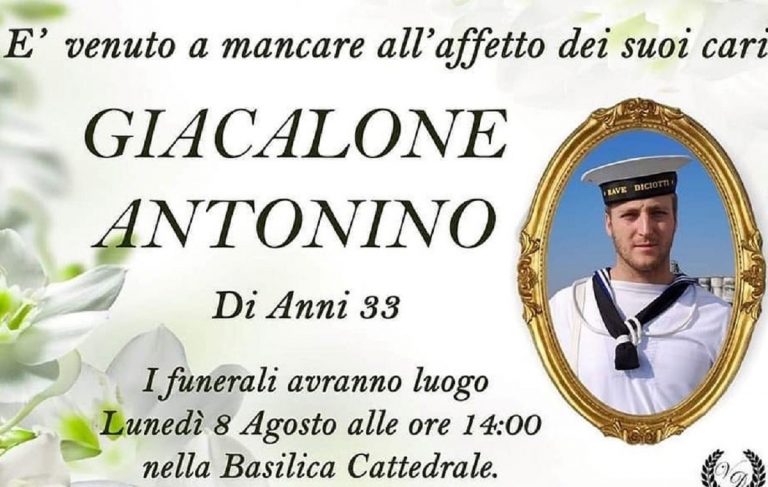 Il manifesto funebre del sottocapo Giacalone