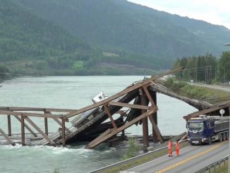 Il ponte crollato in Norvegia a Tretten