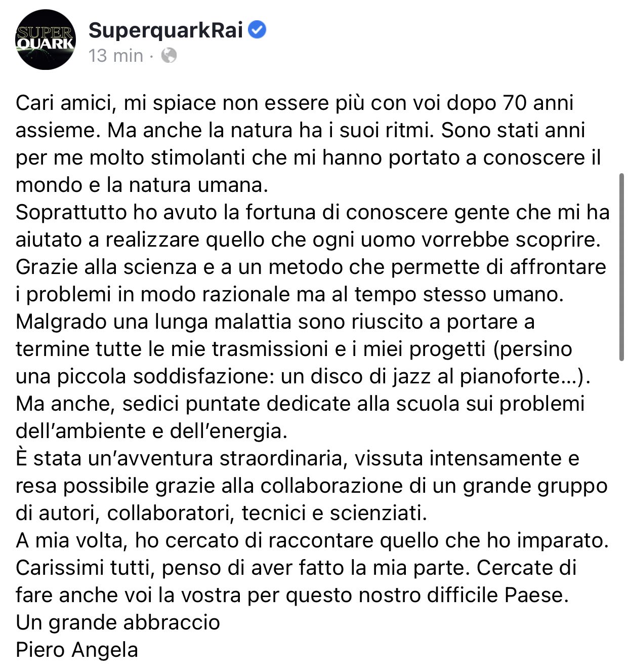 saluto piero angela