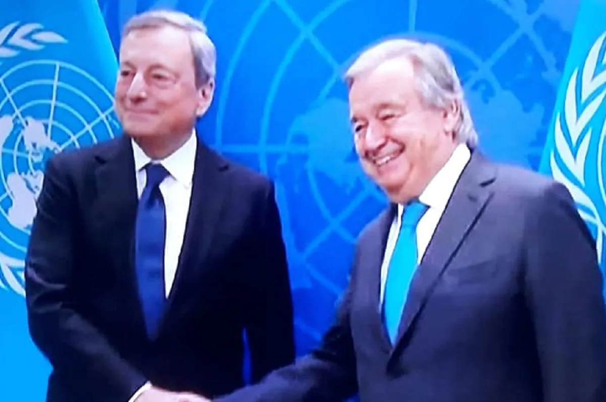 Mario Draghi con Antonio Guterres