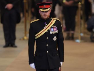 Harry in uniforme e in disparte al funerale della nonna