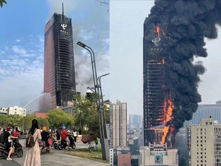 cina incendio grattacielo
