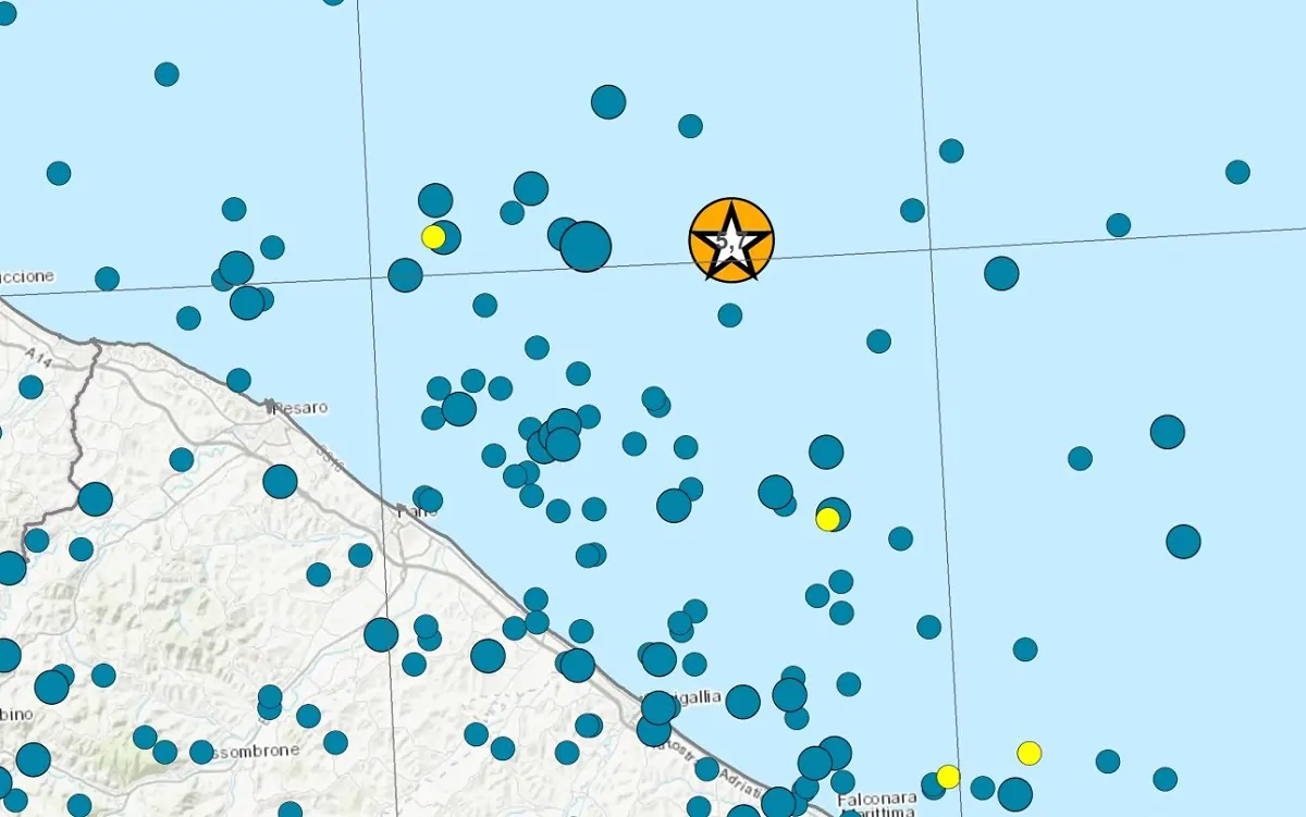 La mappa Ingv degli eventi sismici delle ultime 30 ore