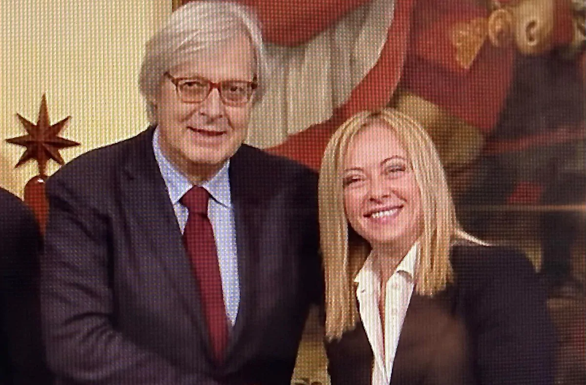 Vittorio Sgarbi con Giorgia Meloni