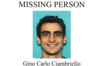 L'avviso di scomparsa su Gino Ciambriello