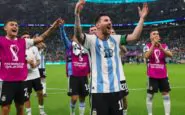 Giocatori del'Argentina che festeggiano la qualificazione