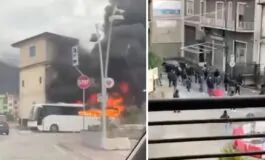 Pagani bus in fiamme
