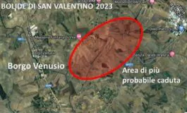 L'aera di caduta del "bolide di san Valentino"