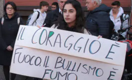 Uno dei presidi di protesta contro il bullismo nelle scuole