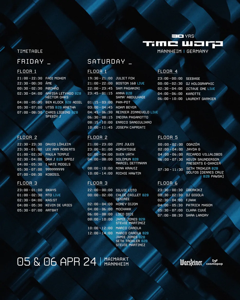 time warp 2024 day splits