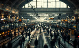 Treni a Napoli durante lo sciopero con viaggiatori in attesa