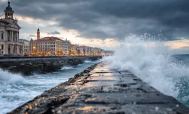 Immagine della Bora a Trieste con misure di sicurezza