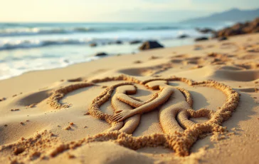 Opera d'arte dedicata a Giulia Cecchettin sulla spiaggia