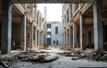 Immagine di un cantiere a Cusago dopo un incidente mortale