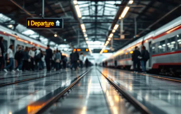 Passeggeri in attesa a una stazione ferroviaria di Milano