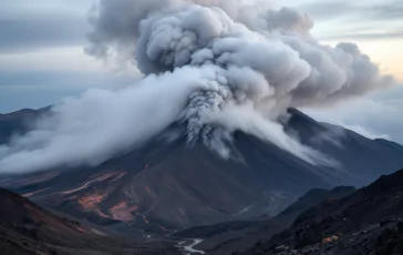 Eruzione dell'Etna con aerei in volo