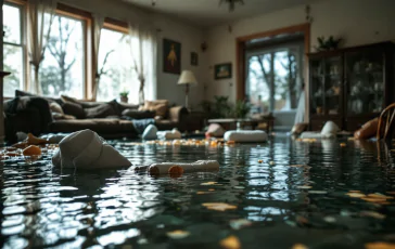 Imagen de una casa inundada con significados de sueños