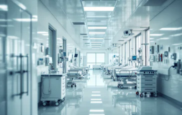 Enfermera trabajando en un hospital con pocos colegas.
