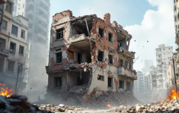 Immagine del crollo di una palazzina a Monteverde, Roma