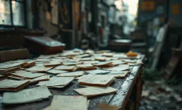 Immagine di un deposito di carte giudiziarie abbandonato a Roma