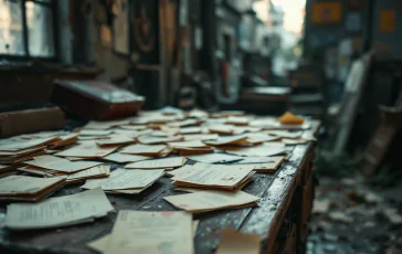 Imagen de un almacén de documentos judiciales abandonado en Roma