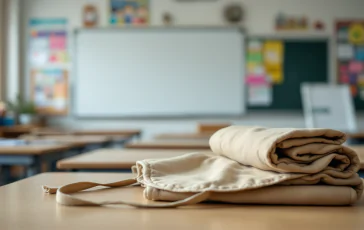 Kinder diskutieren im Klassenzimmer über Schulschürzen