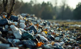Immagine della discarica abusiva a Crotone con rifiuti