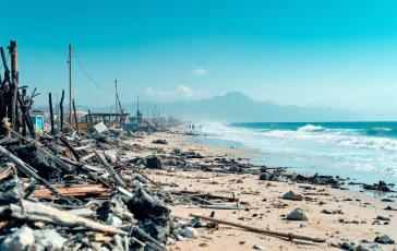 Immagine di stabilimenti distrutti da incendi a Ostia