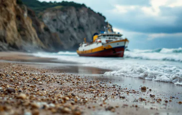 Immagine della nave incagliata a Marina di Massa