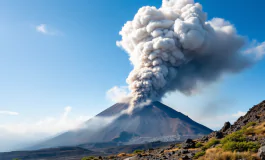 Immagine dell'Etna durante un'eruzione vulcanica