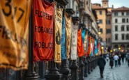 Bambini partecipano a una manifestazione per il clima a Firenze
