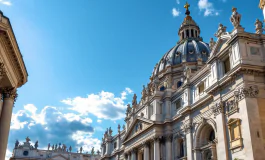 Basilica di San Pietro con visitatori in un giorno speciale