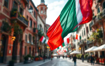 Corteo del 25 aprile a Romano di Lombardia con bandiere