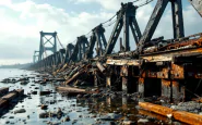 Immagine del Ponte dei Nori crollato con indagini in corso