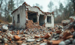 Immagine del crollo di un edificio a Casapinta