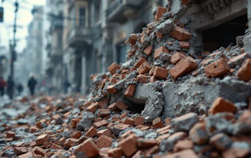 Immagine del crollo di via Campo di Fossa dopo il terremoto