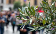 Rappresentazione della Domenica delle Palme con rami di palma