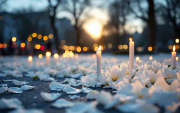 Cerimonia funebre del Papa con partecipanti in lutto