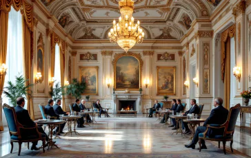 Giorgia Meloni durante uma reunião em Washington