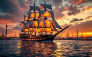 Il veliero Amerigo Vespucci saluta Ancona in mare