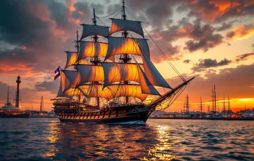 Il veliero Amerigo Vespucci saluta Ancona in mare