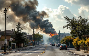 Imagem do incêndio em Umbertide com vapores tóxicos