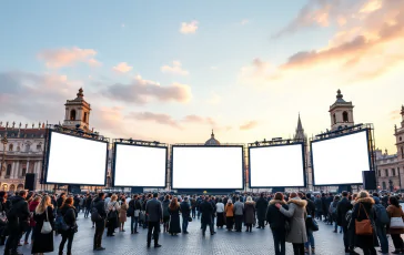 Maxi schermi in piazza San Pietro durante un evento religioso