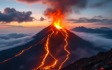 Immagine dell'Etna durante un'eruzione vulcanica