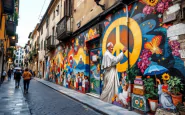Murale dedicato a Papa Francesco a Trastevere con messaggio di pace